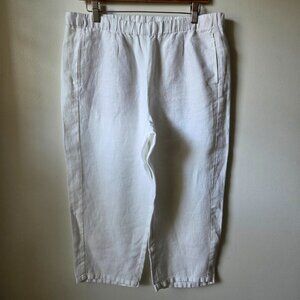EUC LIKE NEW J JILL LOVE LINEN WHITE 100% LINEN MINIMALIST CROP WIDE LEG PANTS S